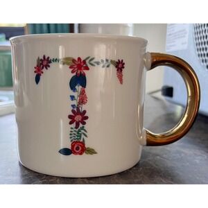 Opal House Monogram "T" Mug floral mug